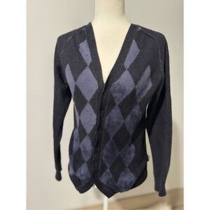 Love Moschino wool blend sweater button front diamond shape print